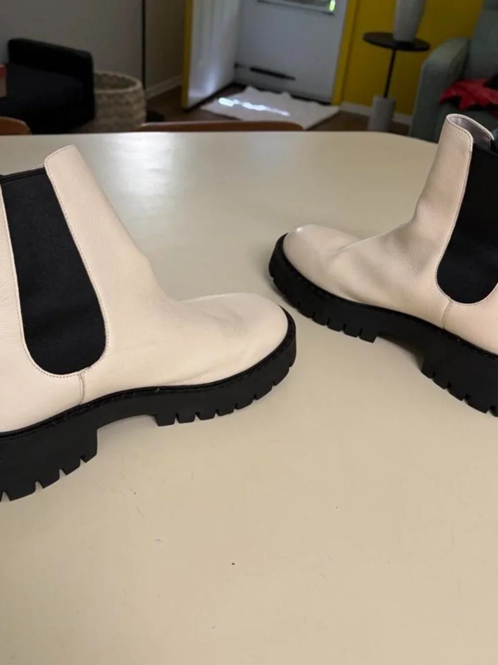 Michael Kors Cream Leather Ankle Boots